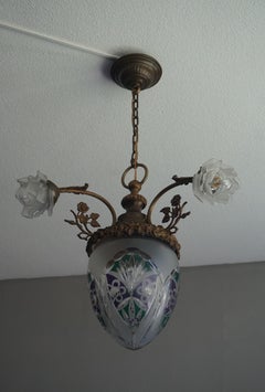 Great Looking Handcrafted Antique Bronze Brass & Cut Glass Chandelier circa 1910