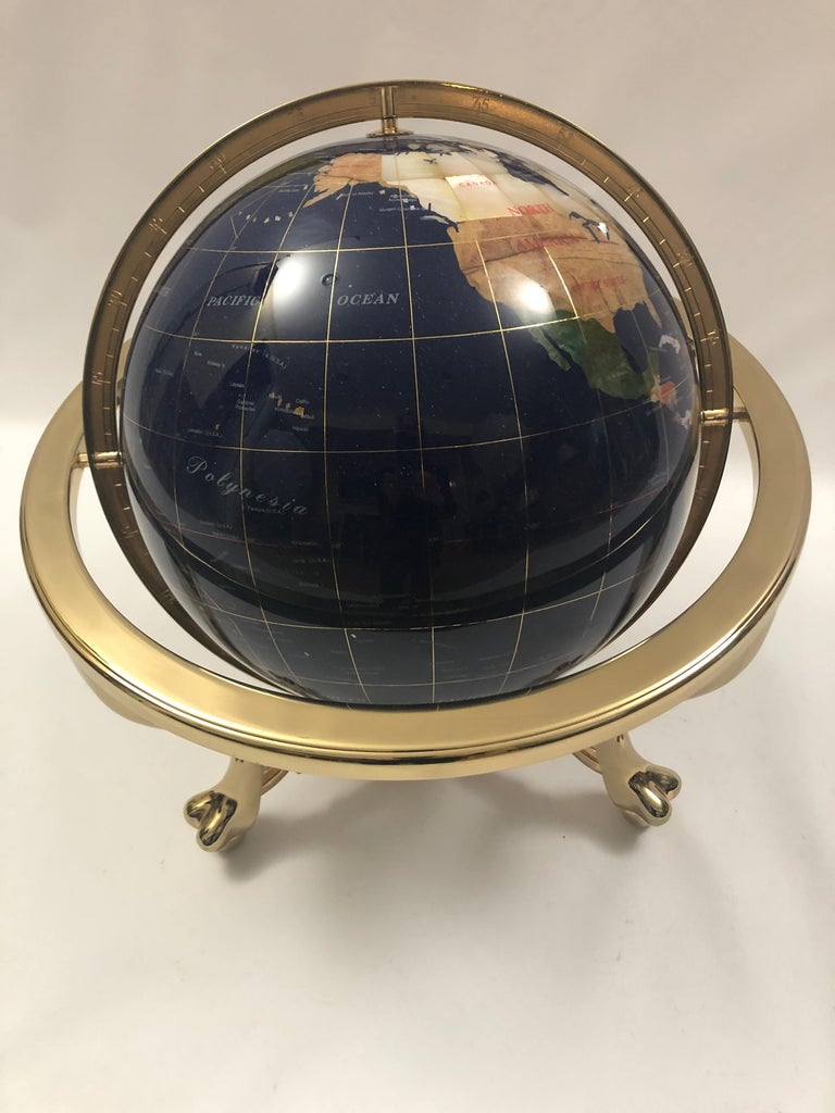 Great Looking Inlaid Stone Globe with Compass at 1stDibs