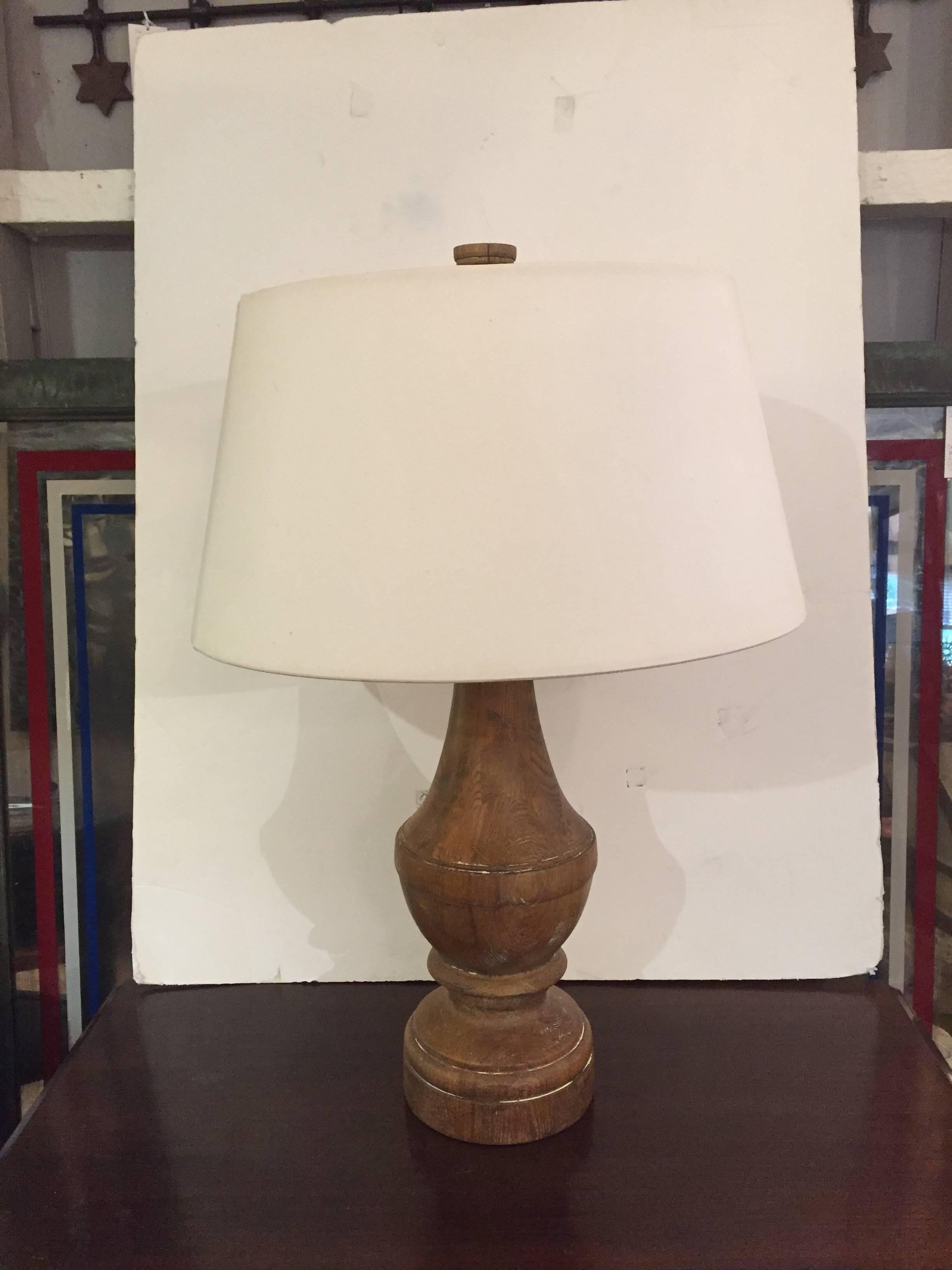 Indonesian Great Looking Large Natural Carved Wood Imported Table Lamp