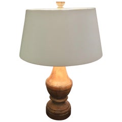 Great Looking Large Natural Carved Wood Imported Table Lamp