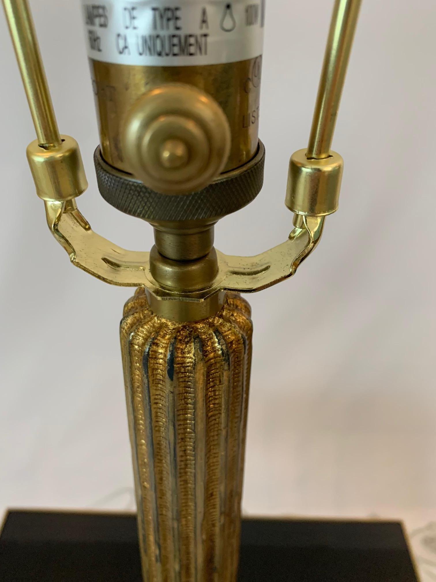 Great Looking Pair of Brushed Brass Table Lamps by Visual Comfort In Good Condition In Hopewell, NJ