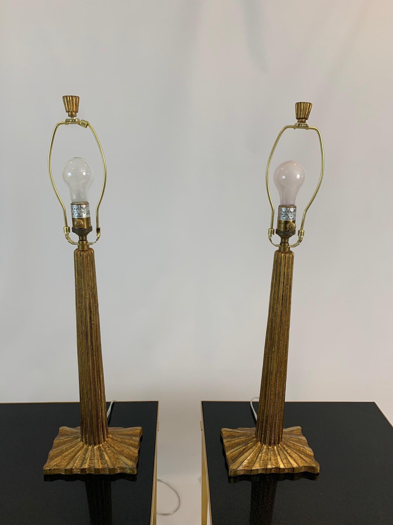 Great Looking Pair of Brushed Brass Table Lamps by Visual Comfort 3