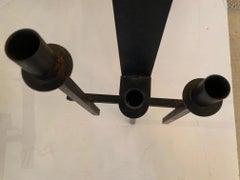 Great Looking Pair of Mid-Century Modern Black Iron Architectural Candle Sconces