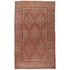Antiker persischer Kerman-Teppich aus dem 19. Jahrhundert mit Blickfang
