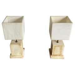Great Looking & Sizable Pair of Timeless Alabaster Table Lamps 1970, Rare Design