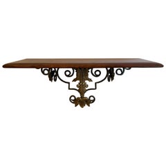 Great Looking Theodore Alexander Iron and Wood Hanging Shelf