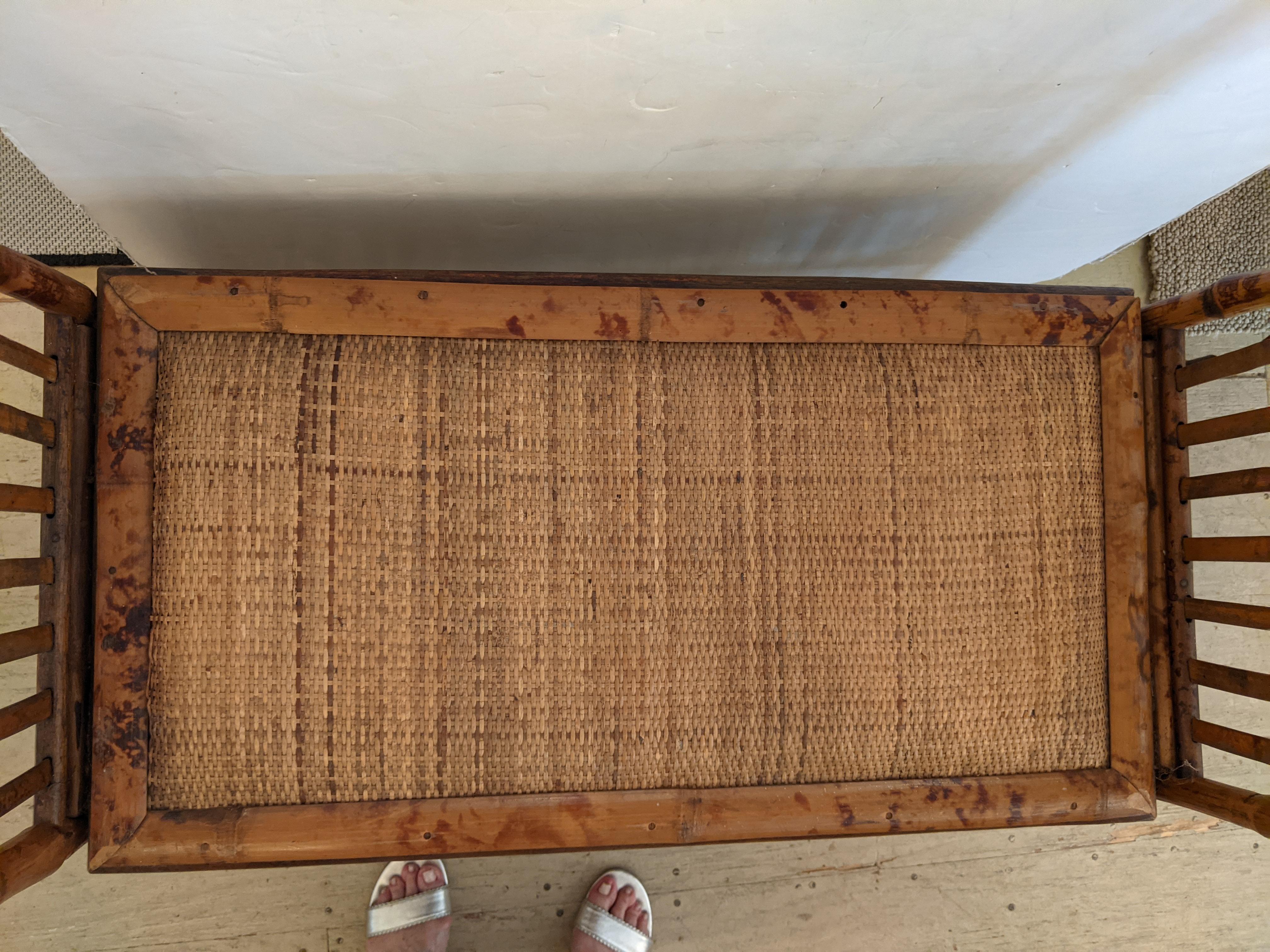Great Looking Vintage Faux Bamboo Rattan Bench 5