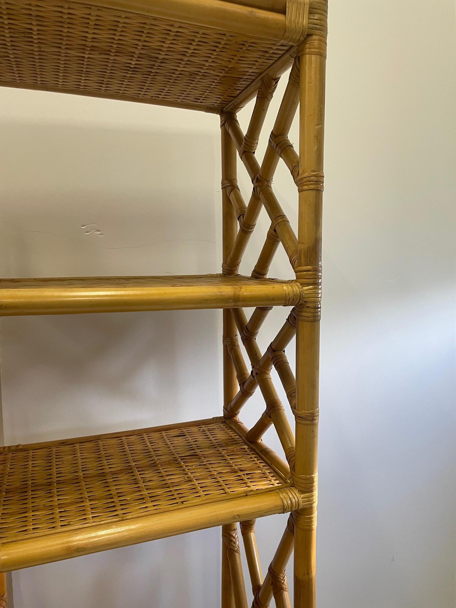 Great Looking Woven Rattan & Bamboo Etagere Bookshelf 2