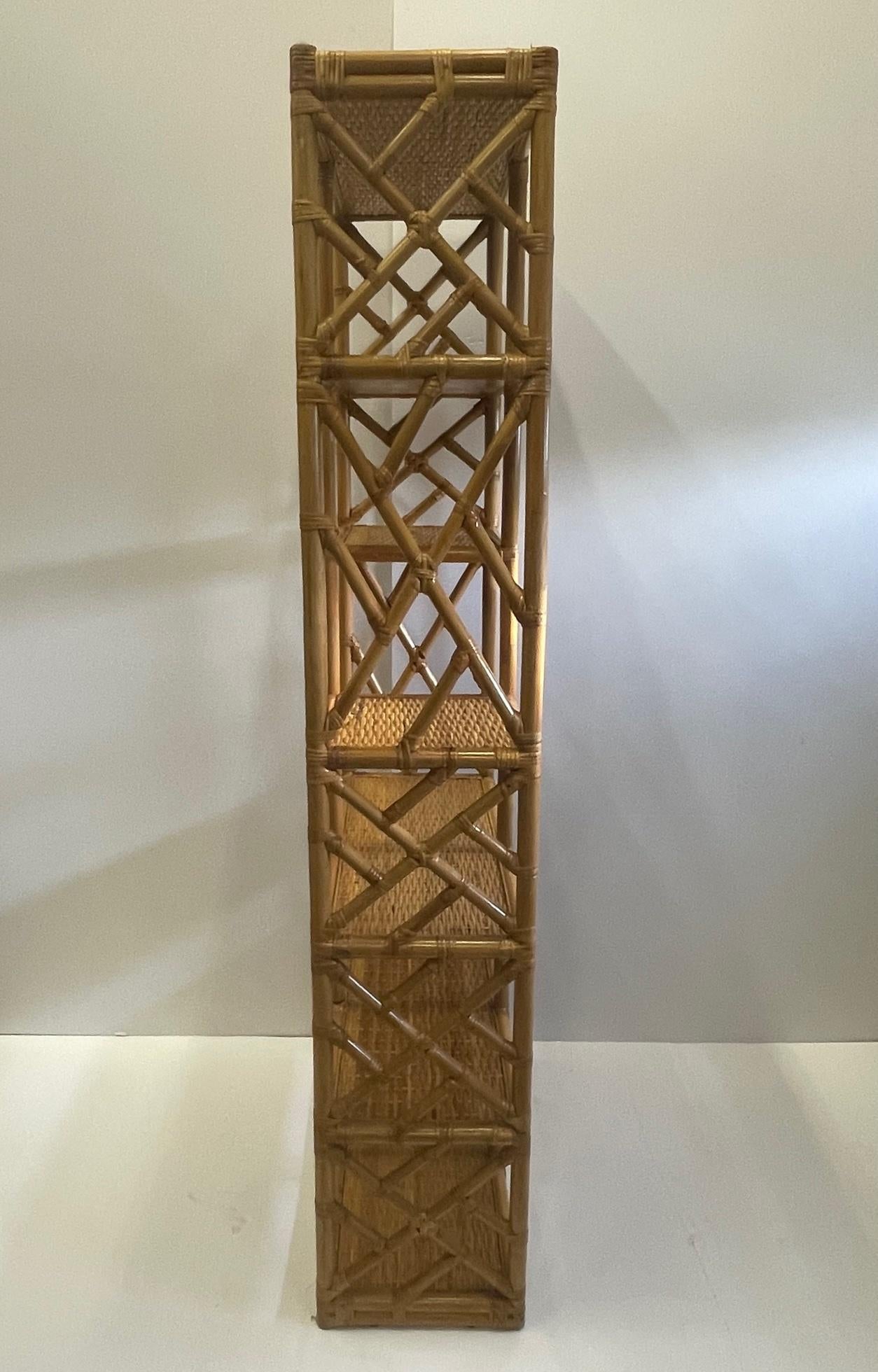Great Looking Woven Rattan & Bamboo Etagere Bookshelf 3