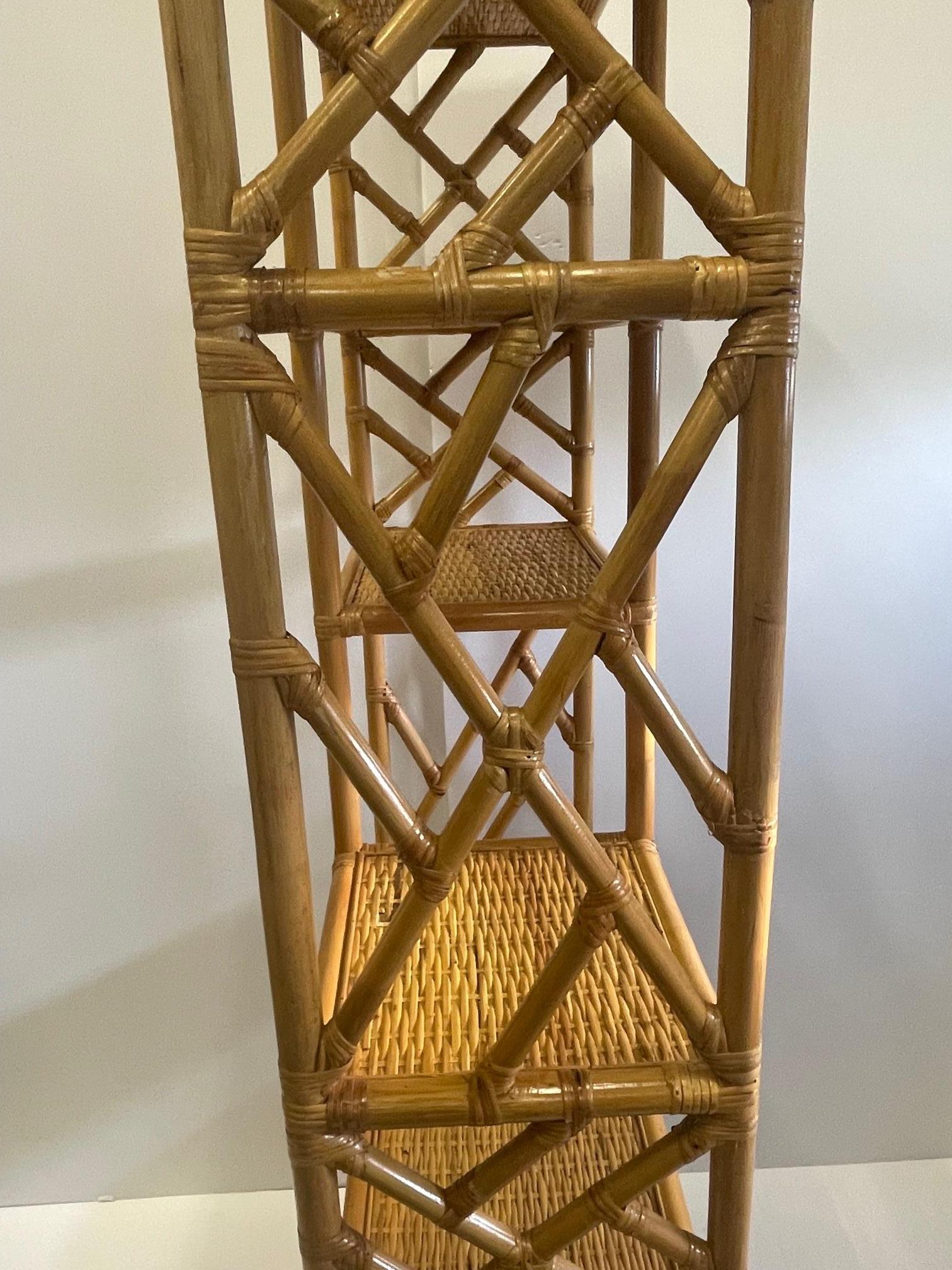 Organic Modern Great Looking Woven Rattan & Bamboo Etagere Bookshelf