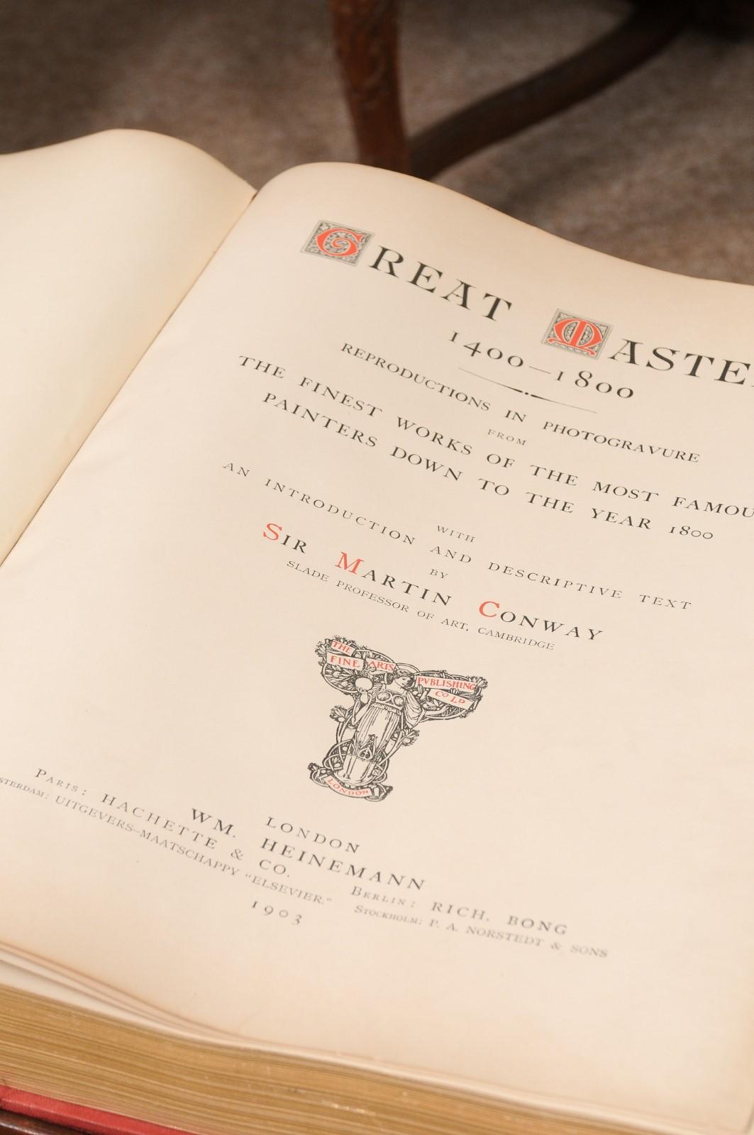 Große Meister 1400-1800 der Kunst, Buch auf Stand, Sir Martin Conway, datiert 1903 im Angebot 1