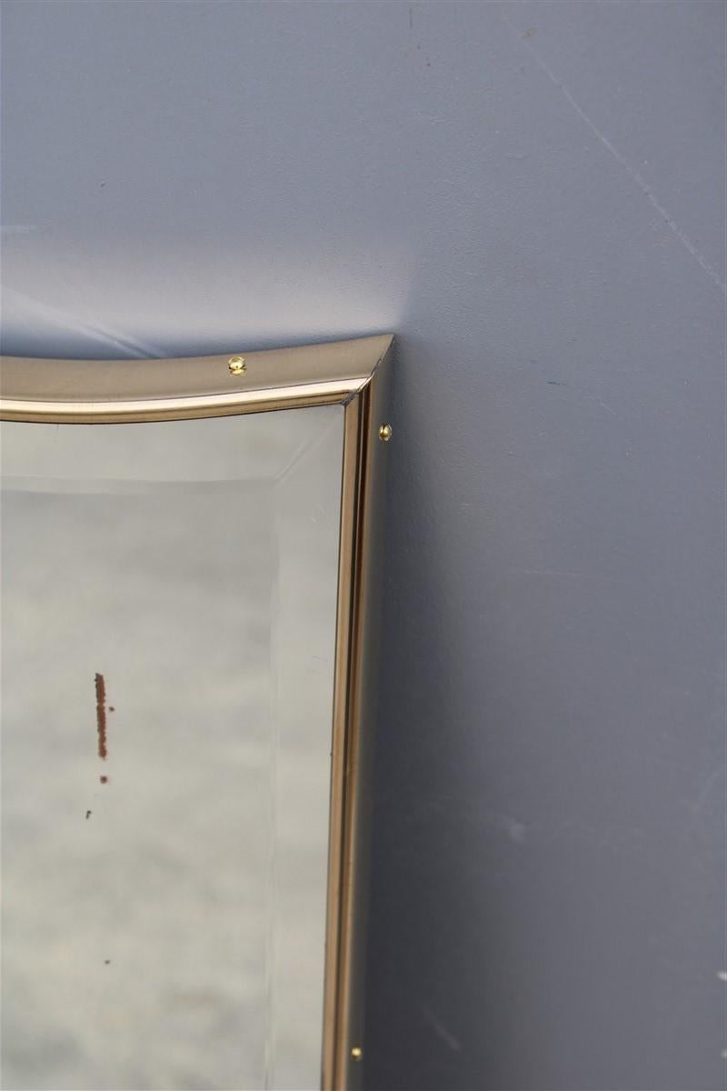 Great Mid-century Italian Wall Mirror Brase Frame Decorated Gold Bevelled 1950s  8