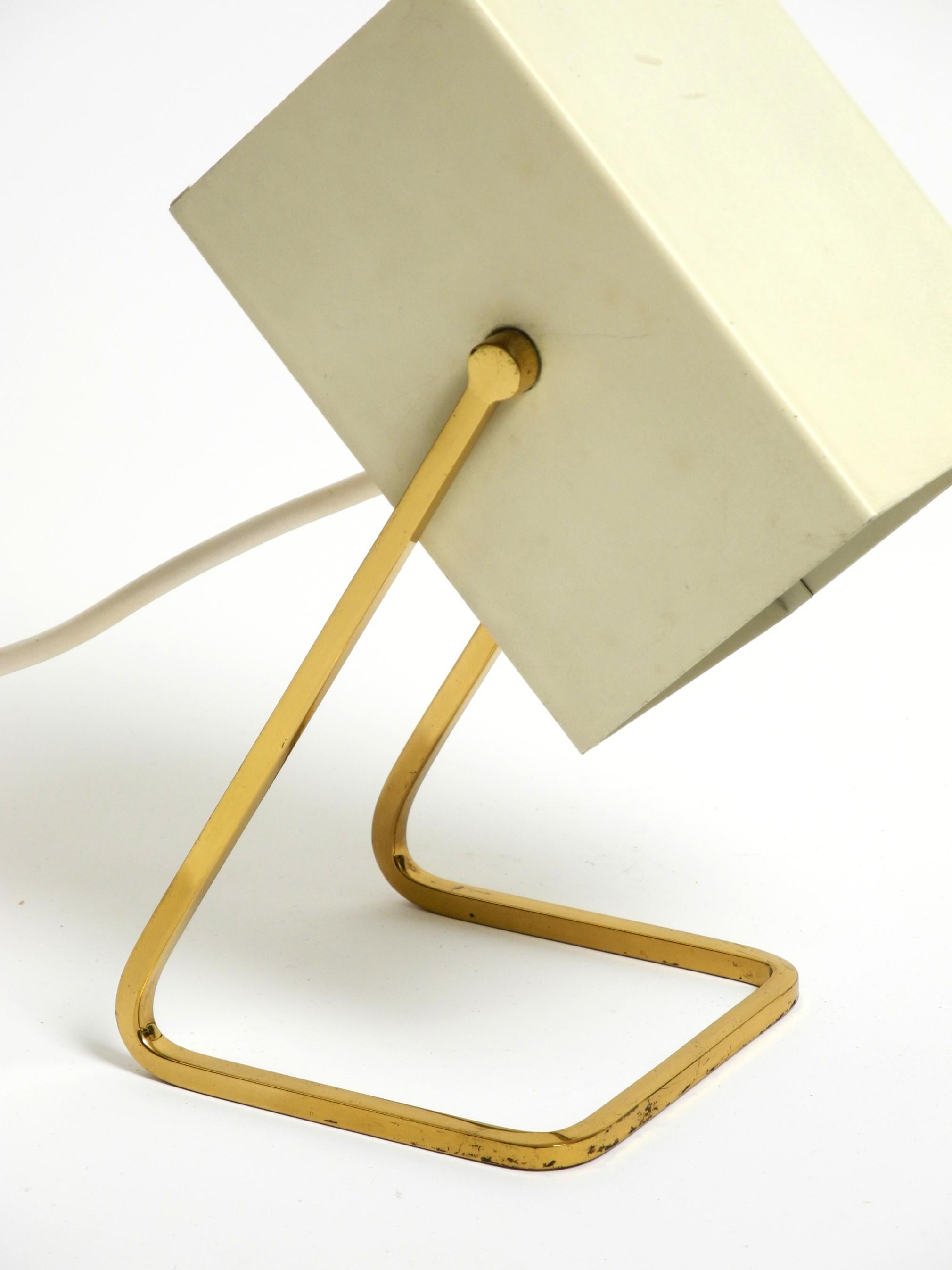 Great Mid Century Modern metal bedside lamp with brass base by Kaiser Leuchten For Sale 5
