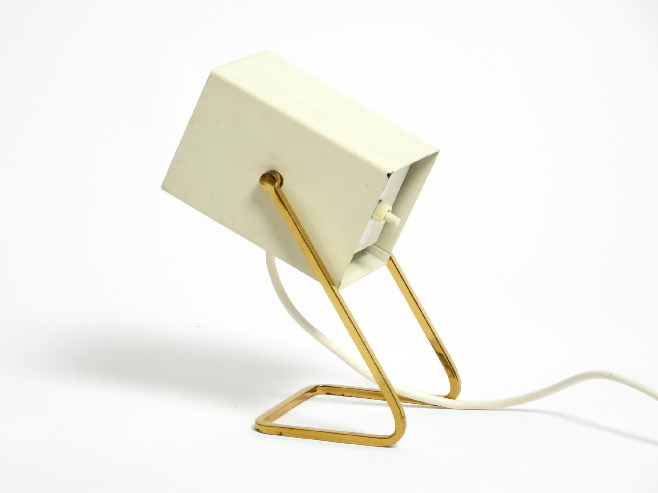 Great Mid Century Modern metal bedside lamp with brass base by Kaiser Leuchten For Sale 1