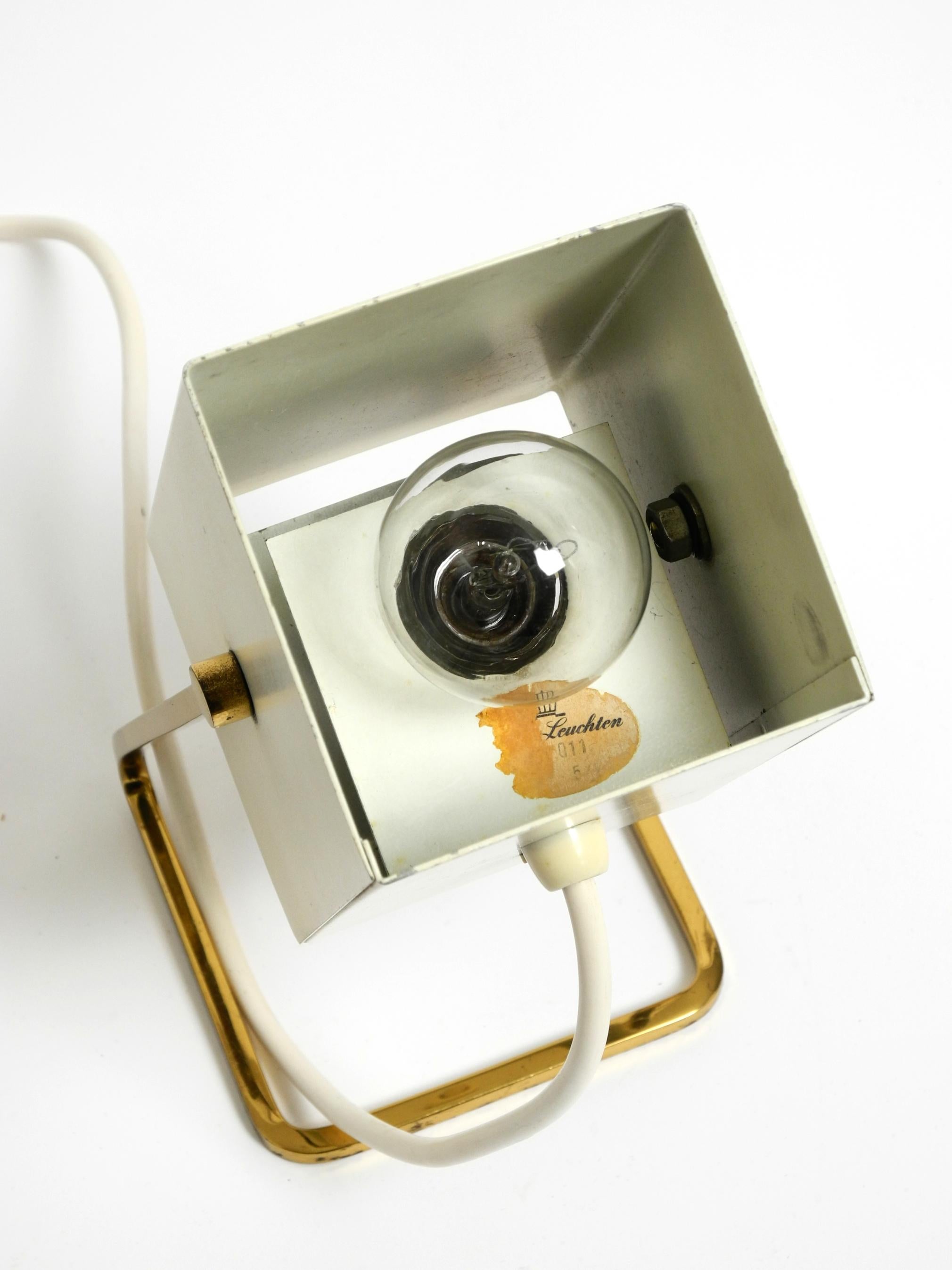 Great Mid Century Modern metal bedside lamp with brass base by Kaiser Leuchten For Sale 2