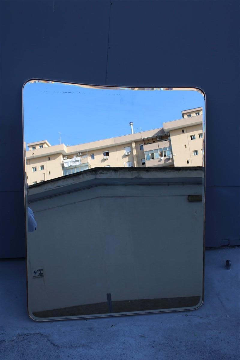 Mid-Century Modern Great Midcentury Wall Mirror Gio Ponti Style Solid Brass Frame Shaped For Sale