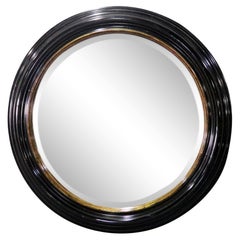 Retro Great Milling Road by Baker Large Ebonized Circular Gilded Wall Mirror 