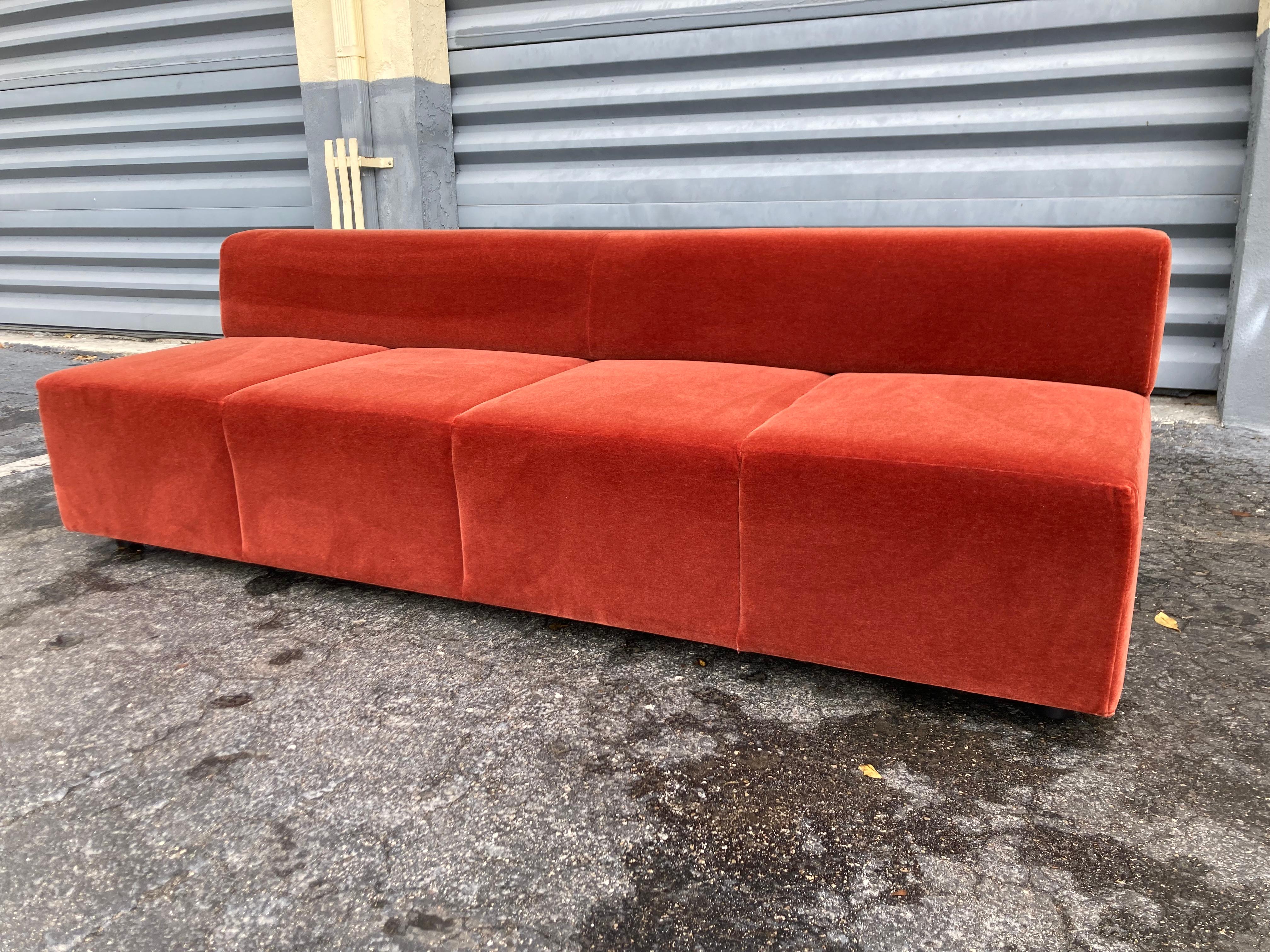 Great Modern Sofa in Orange Velvet by Steelcase For Sale at 1stDibs