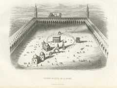 Great Mosque of Mecca with the Kaaba, Antique Steel Engraving, 1859