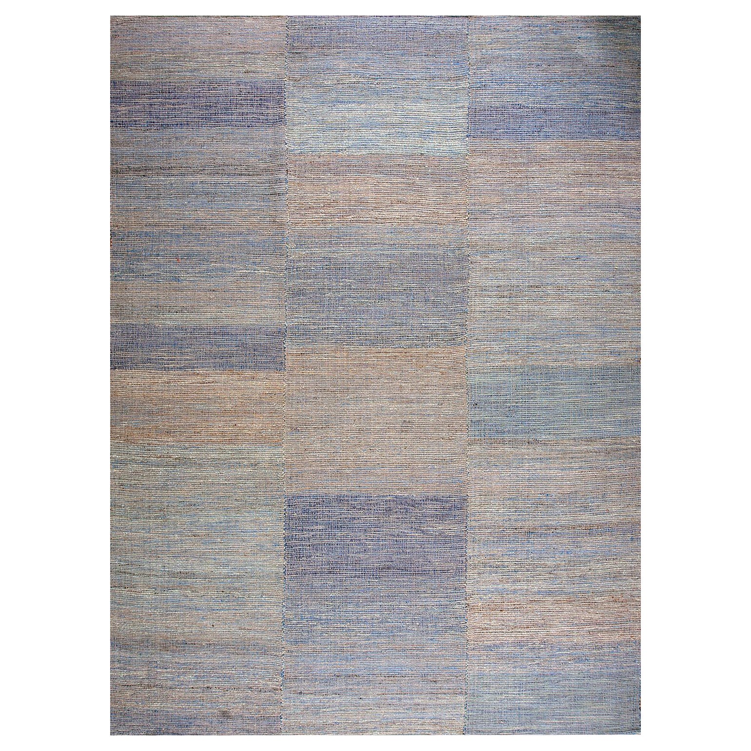 Großartiger Multi Blue-Gray Color Contemporary Handwoven Shaker Style Flat Weave Rug