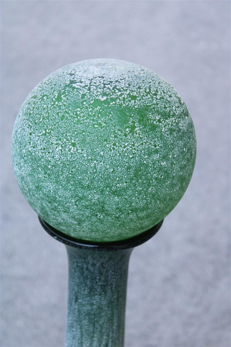 Great murano bottle corroded Italian design green 1960s Seguso attributed.