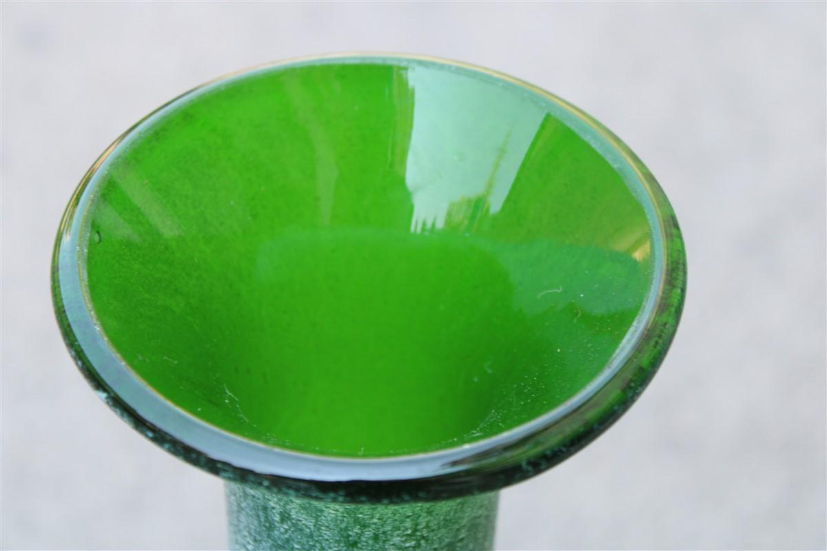 Mid-20th Century Great Murano Bottle Corroded Italian Design Green 1960s Seguso Attributed For Sale