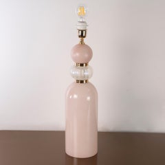 Great Murano pink and opal glass table lamp, Vintage Gabbiani Venezia in stock