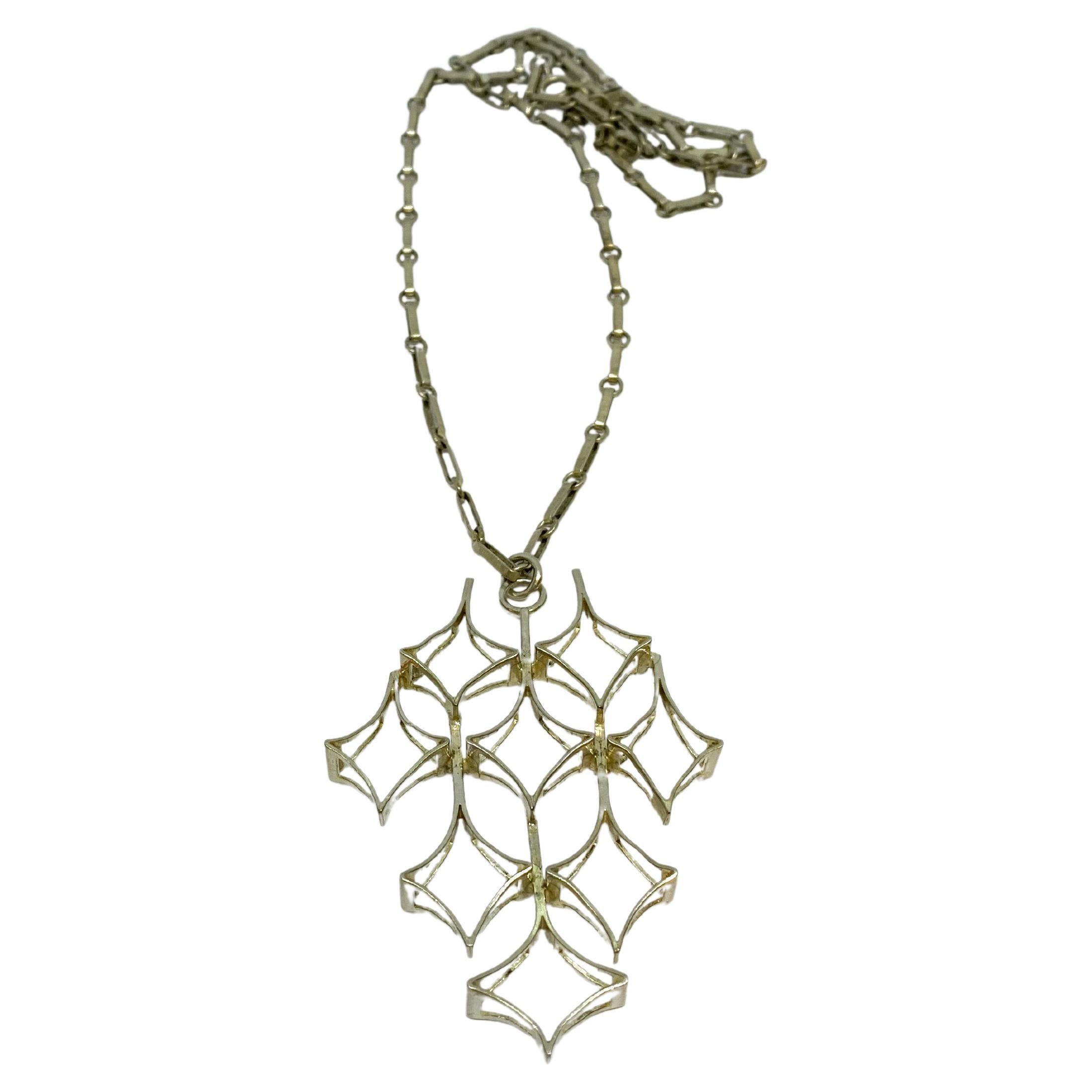 Superbe pendentif collier en argent 925H, auteur Salovaara Turku Finlande
