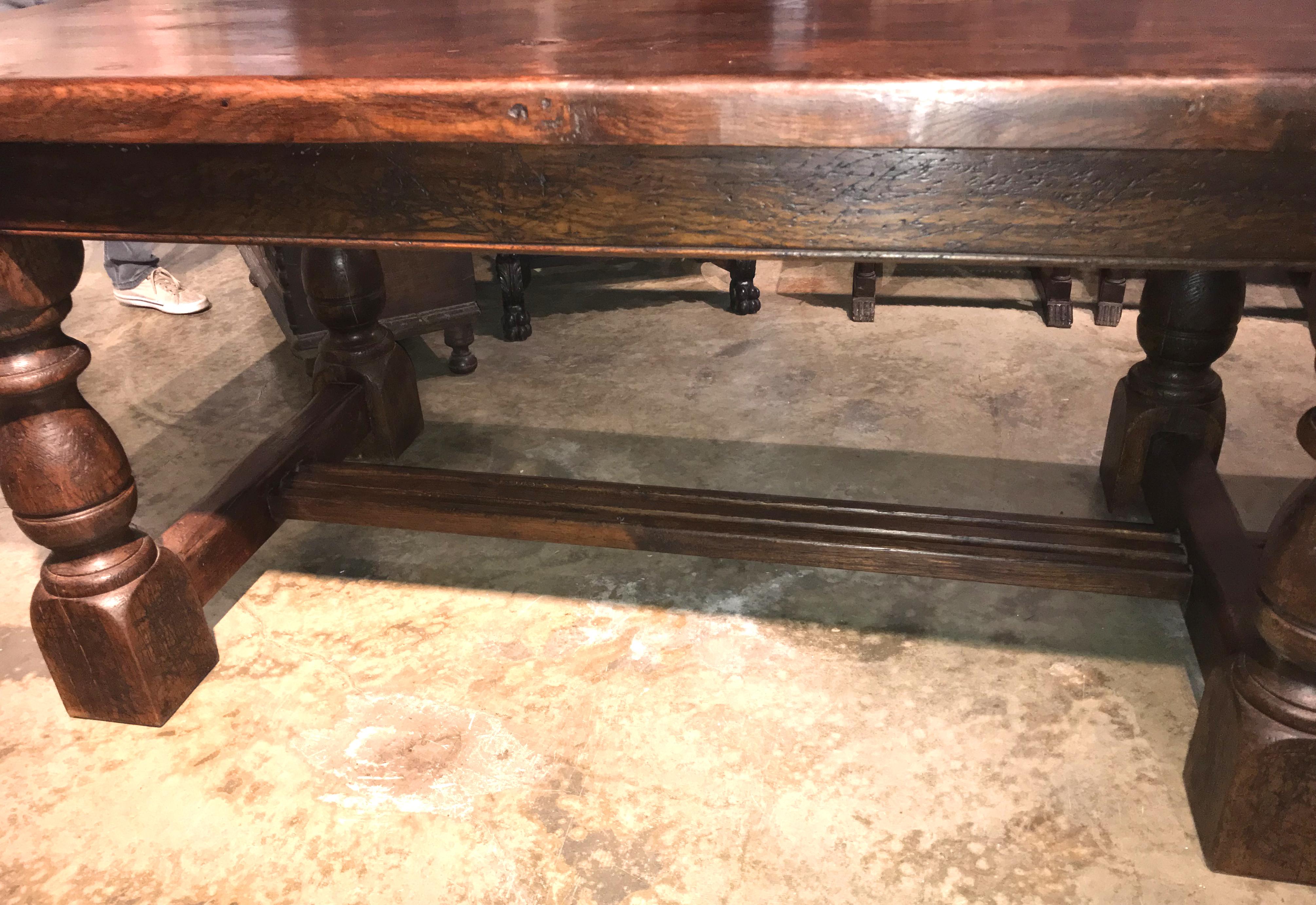 Hand-Carved Great Oak Jacobean Style or Renaissance Revival Two Part Refectory Table