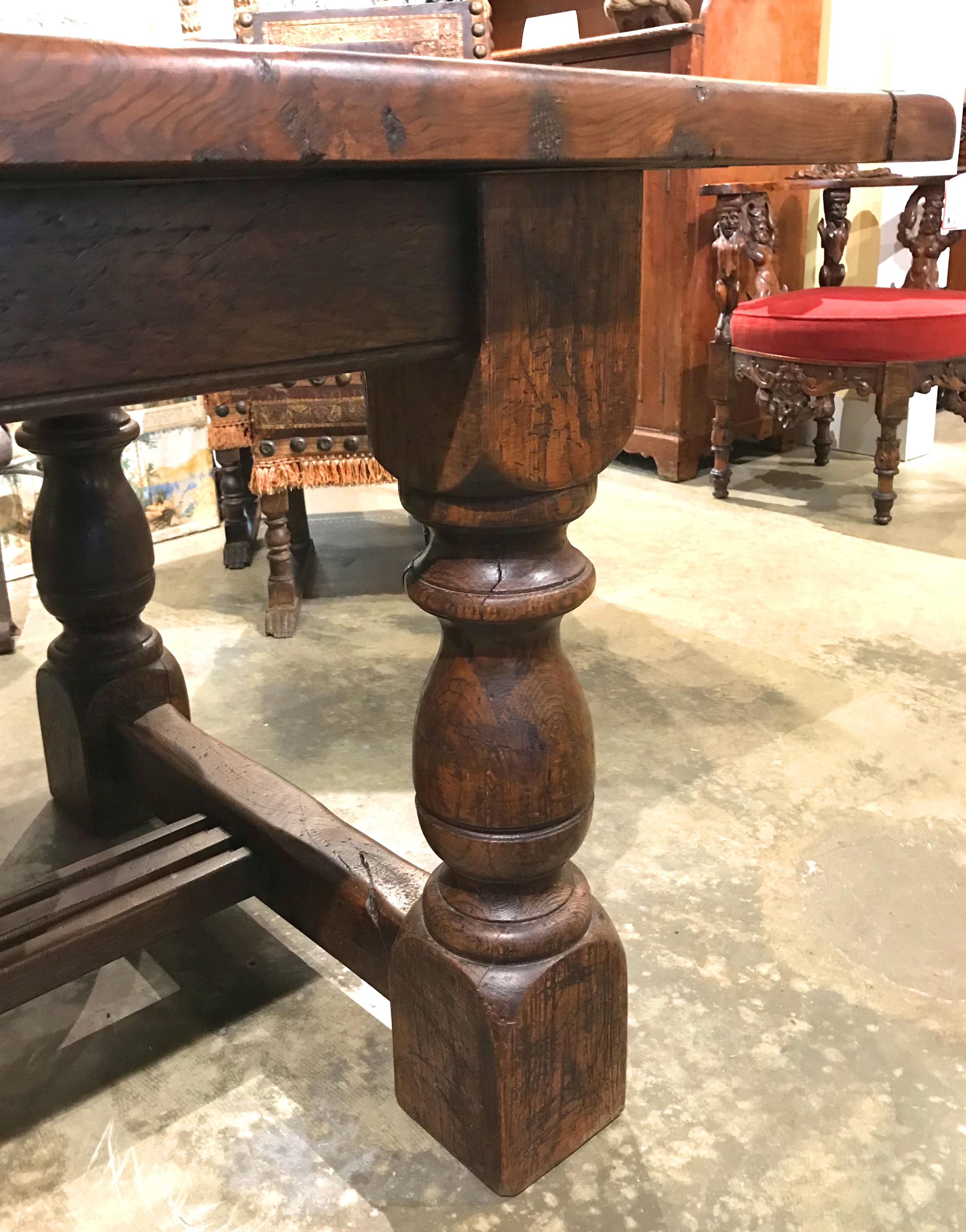 Great Oak Jacobean Style or Renaissance Revival Two Part Refectory Table 1