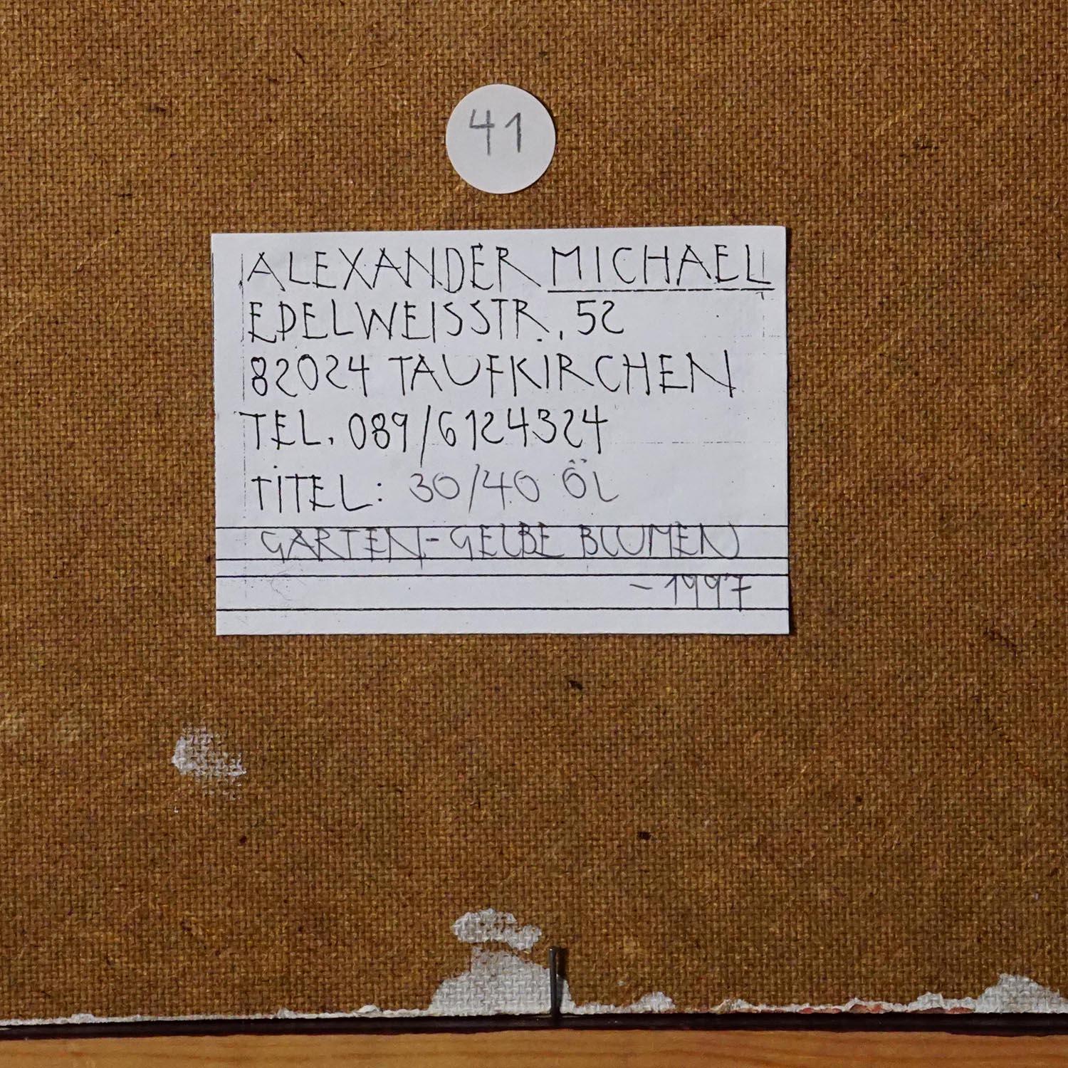 Großes Ölgemälde einer Gartenlandschaft, Alexander Michael 1997 (20. Jahrhundert) im Angebot