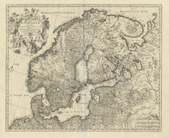 Grande carte ancienne de la Scandinavie incluant la Finlande, la Russie orientale et les Baltices, C1680