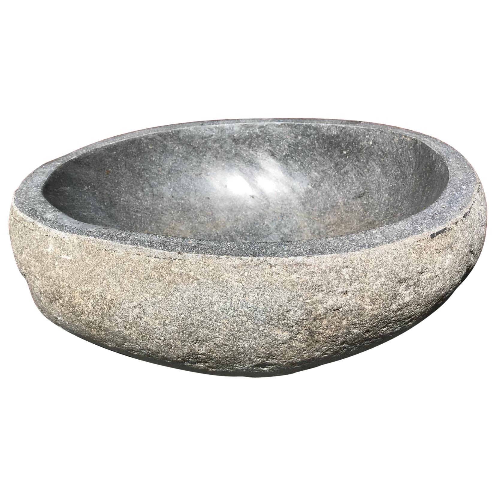 Great Organic Carved Natural Stone Bowl and Planter, Smooth to Touch