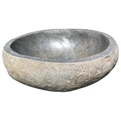 Great Organic Carved Natural Stone Bowl and Planter, Smooth to Touch