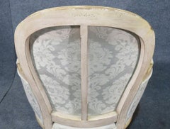 Pair of French Louis XVI Style Balloon Back Bergère Lounge Club Chairs