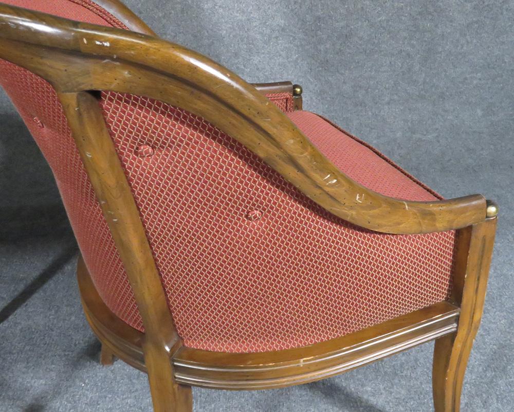 Great Pair of French Regency Walnut Tub Style Lounge Club Chairs, circa 1940s 4