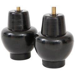 Great Pair of 1950s Wooden Lamps by James Mont