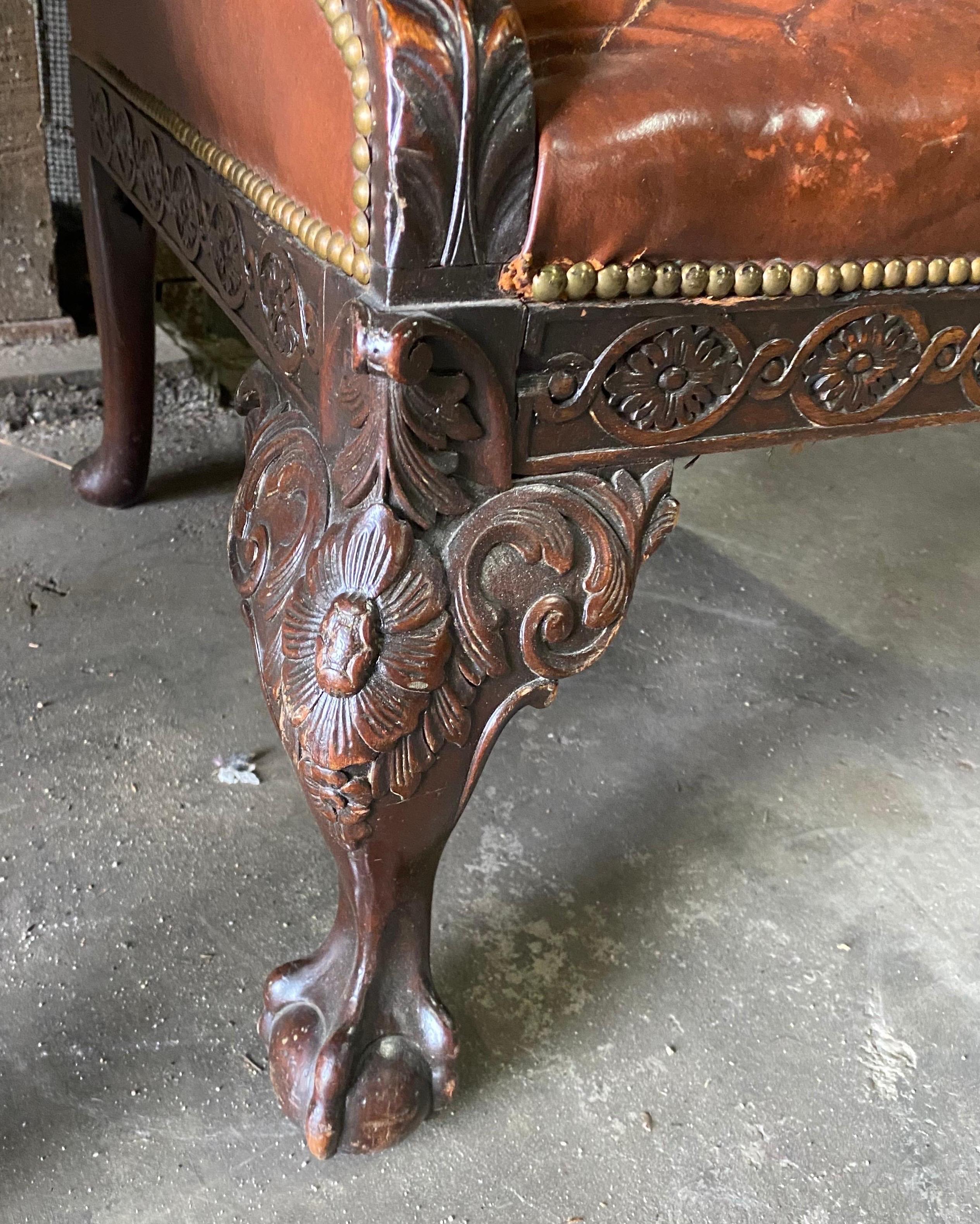 Great Pair of 19th Century English Mahogany and Leather Armchairs 9