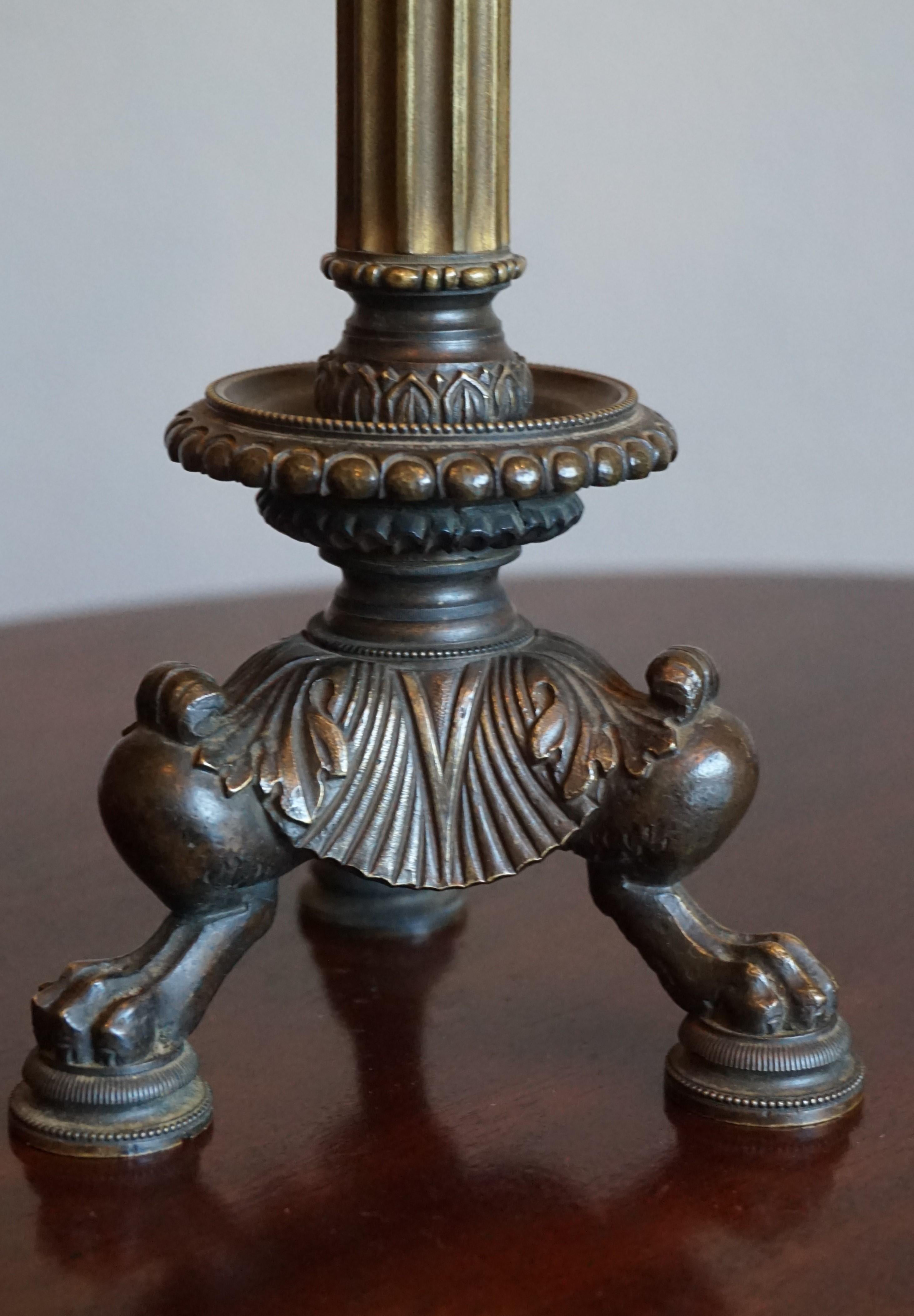 Great Pair of Antique 19th Century Bronze and Brass Empire Revival Candlesticks 1