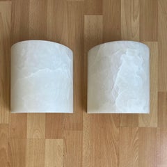 Great Pair of Art Deco Style Alabaster Up & Down Light Wall Sconces / Fixtures