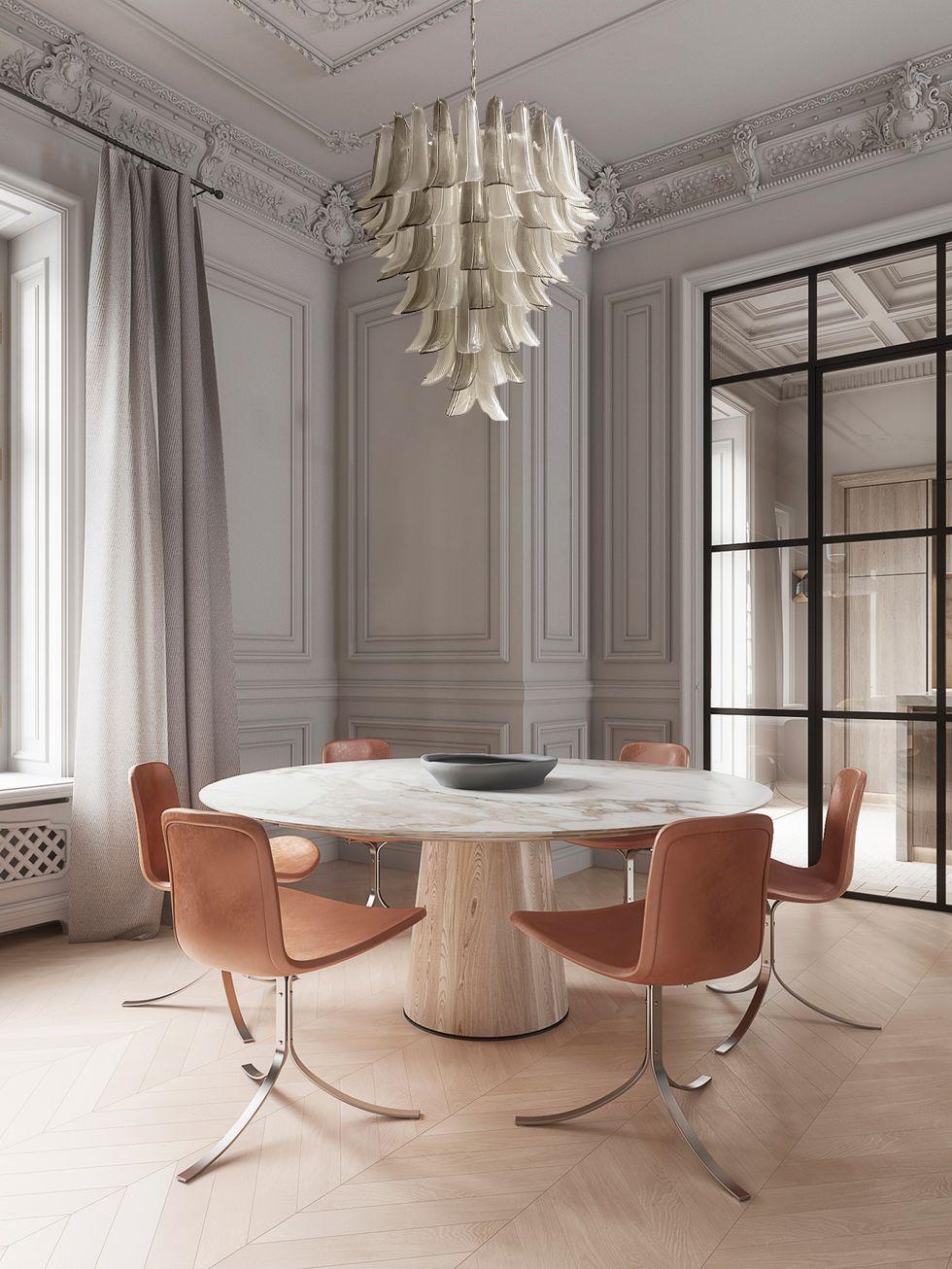 Formidable pair of chandeliers in precious Murano glass, composed by dozens of  light grey and clear petals. Exclusive production by Veneziani Arte.
 Remarkable dimensions: 
Diameter  80 cm, Height  without chain 90 cm.  with chain cm 160.
 This