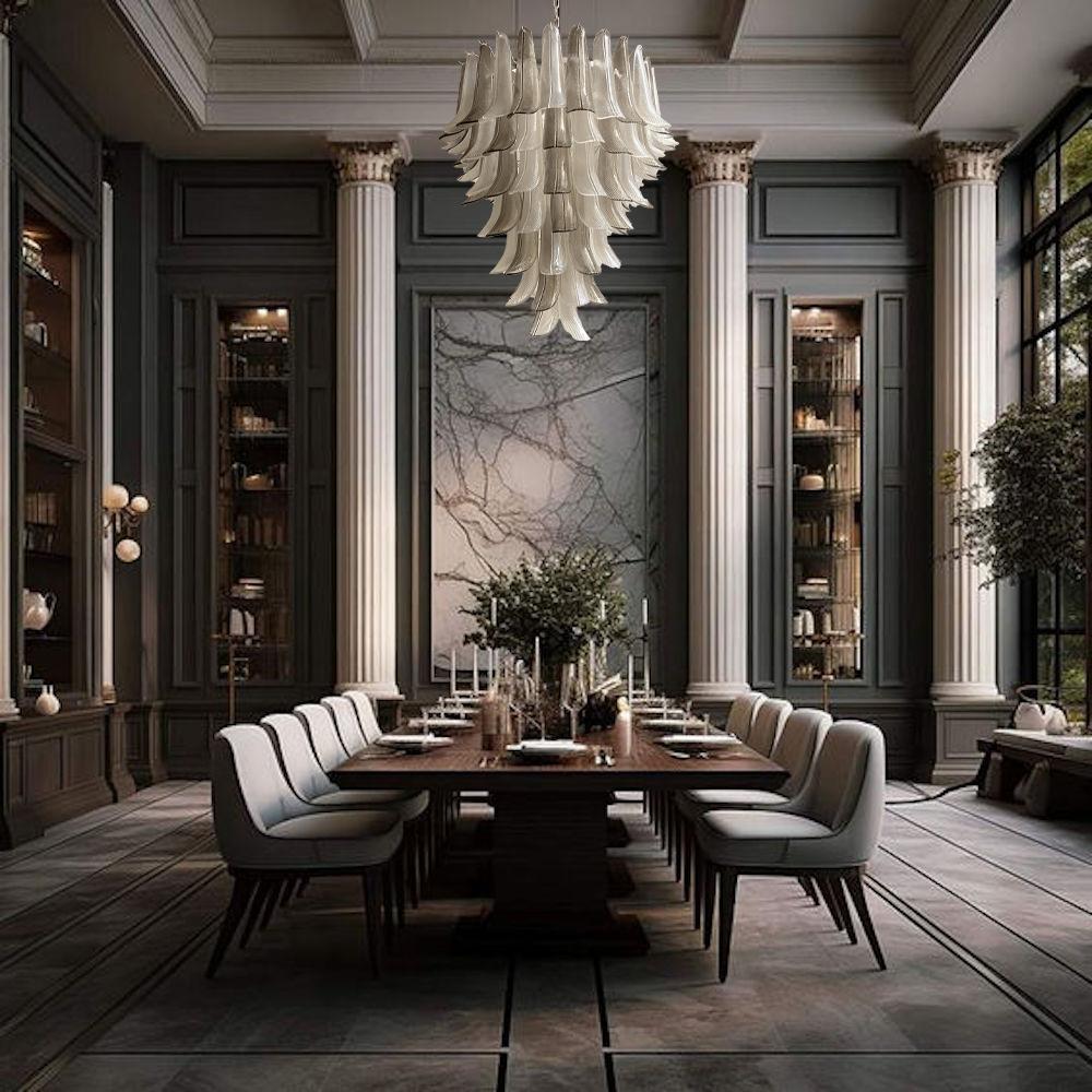 Italian Great Pair of Chandeliers in Precious Murano Glass For Sale