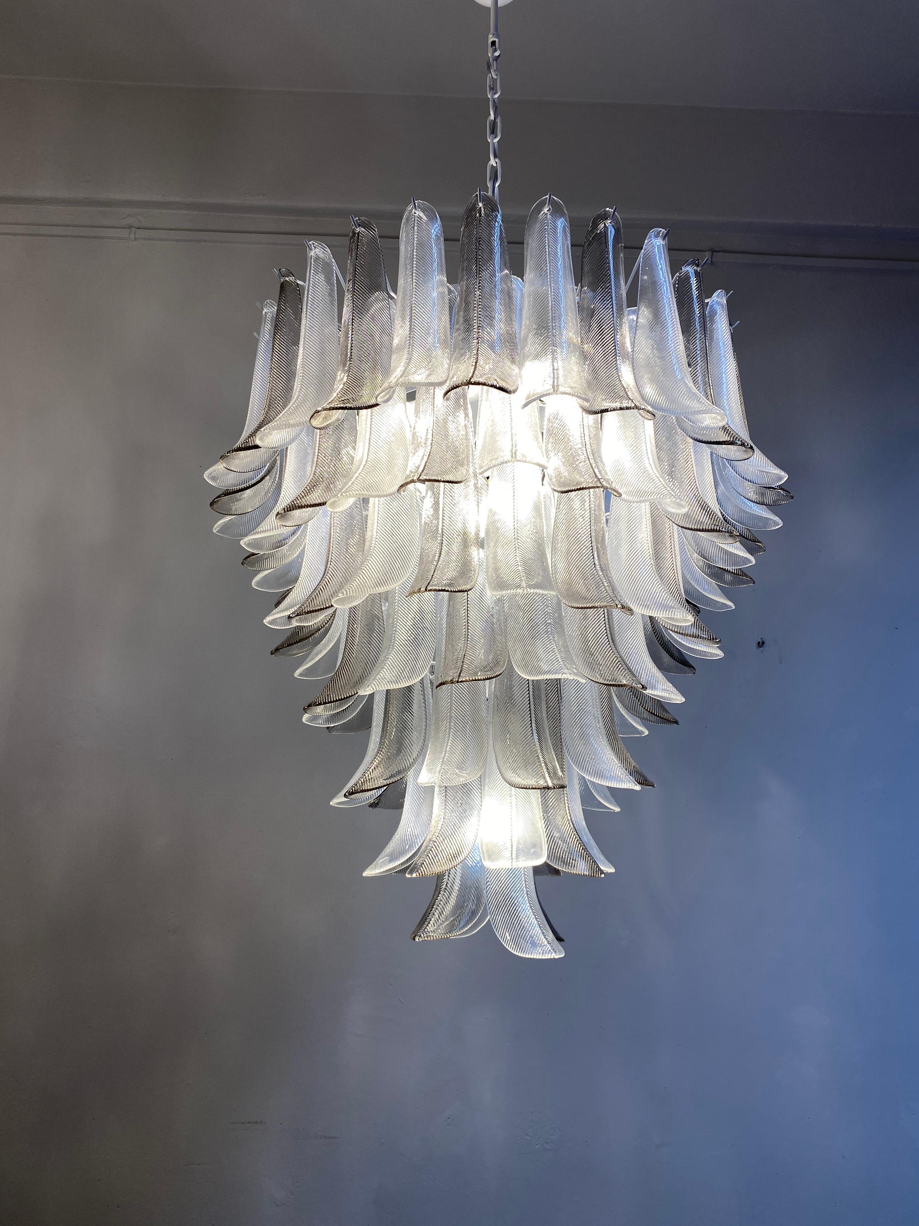 Contemporary Great Pair of Chandeliers in Precious Murano Glass For Sale