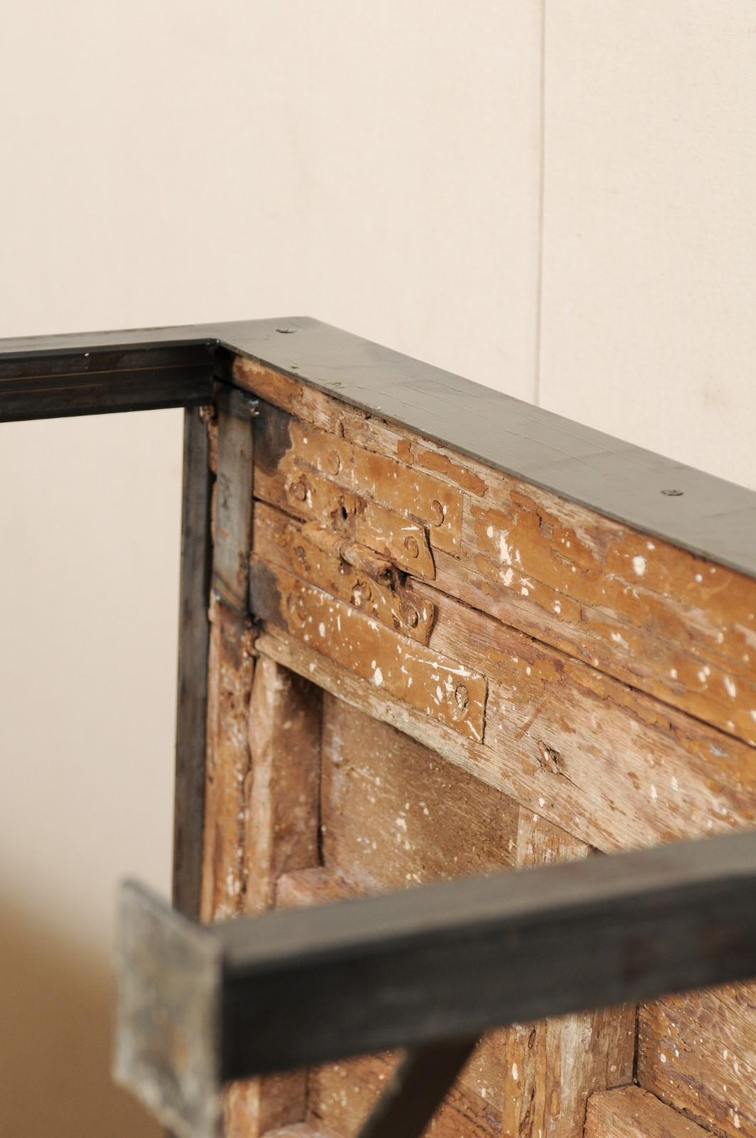 Pair of 18th C.  Spanish Door Coffee Tables on Custom Iron Bases For Sale 4
