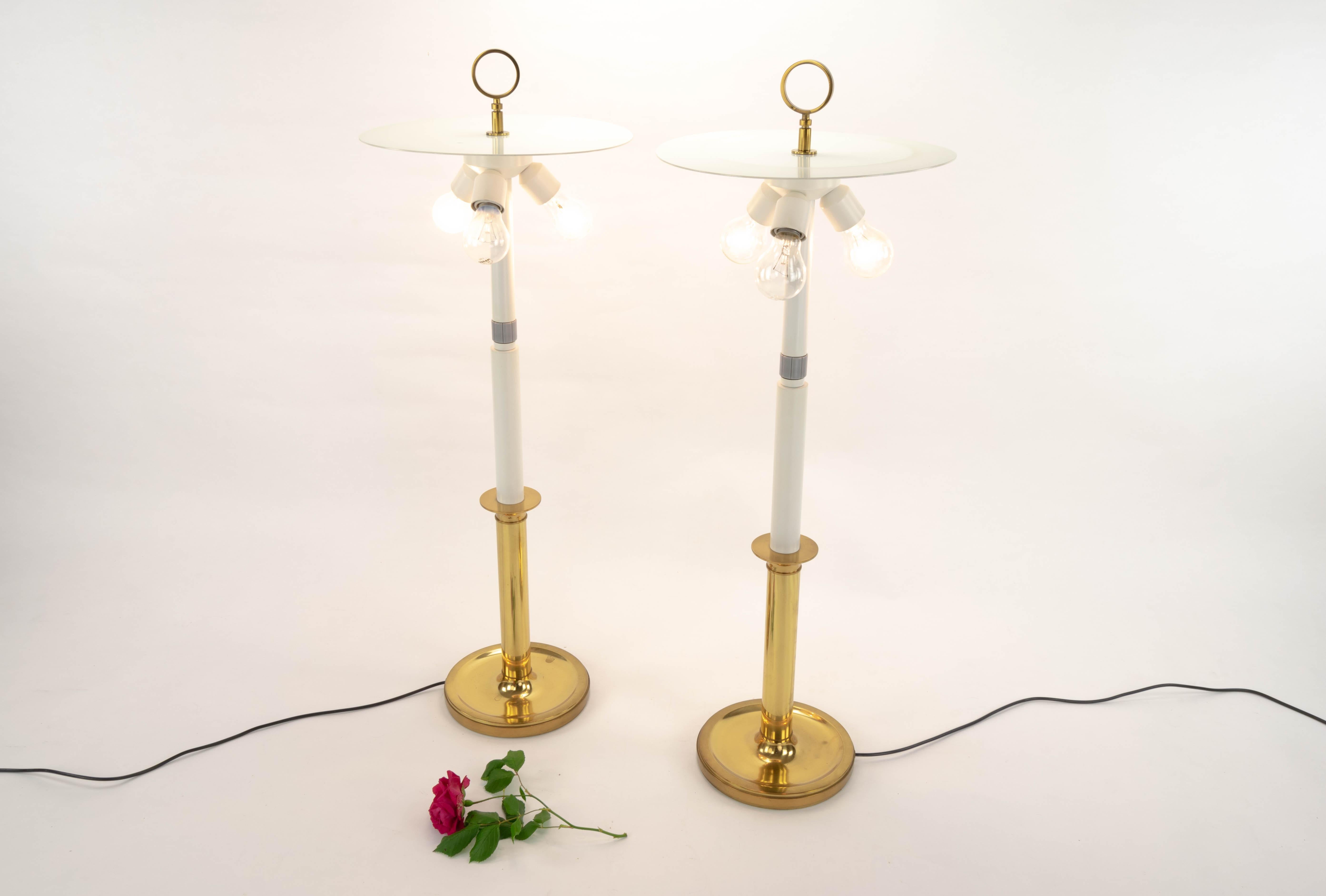 Great Pair of Mid-Century Modern Lamps Gilded Brass Hansen for Metalarte, 1960 1