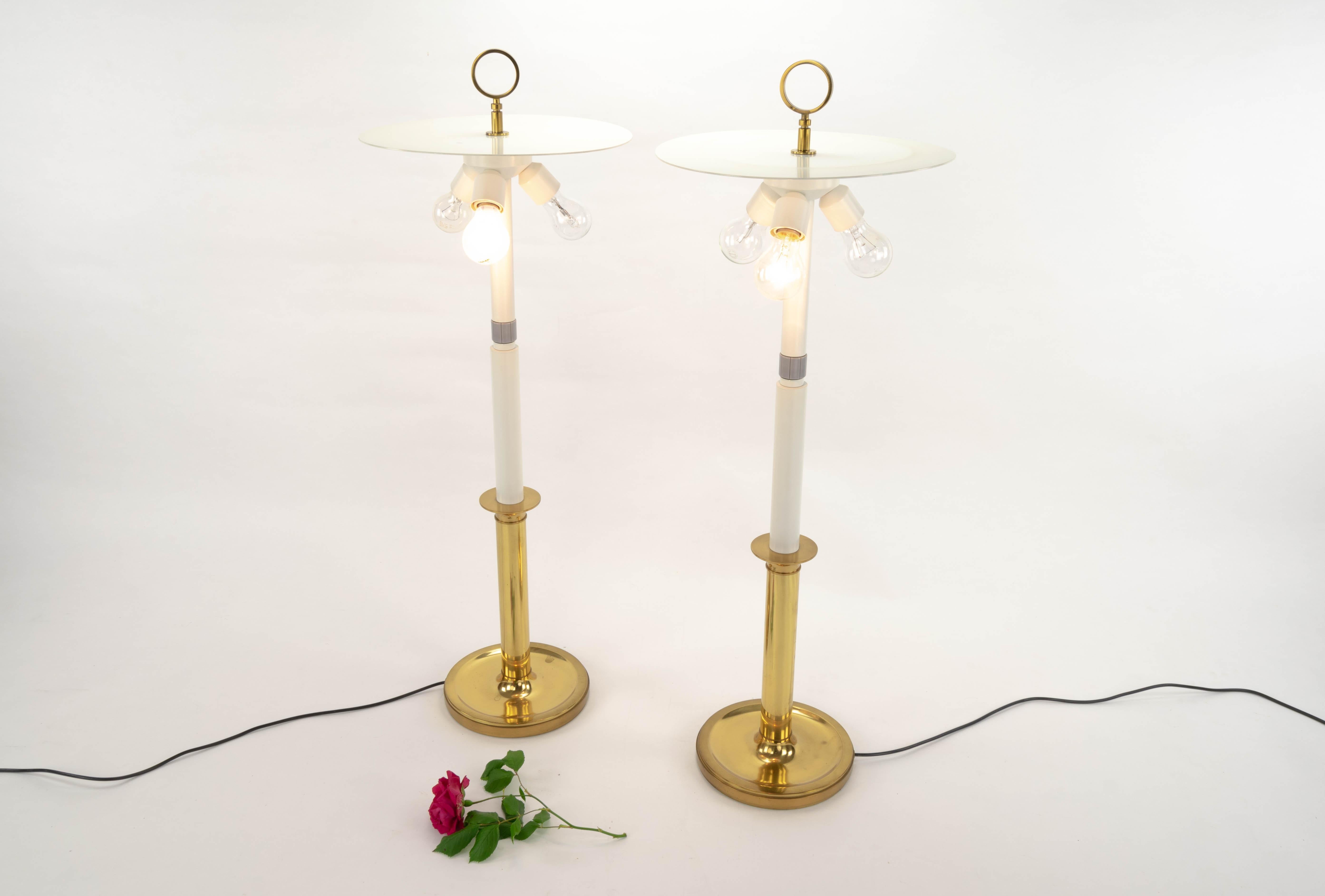 Great Pair of Mid-Century Modern Lamps Gilded Brass Hansen for Metalarte, 1960 2