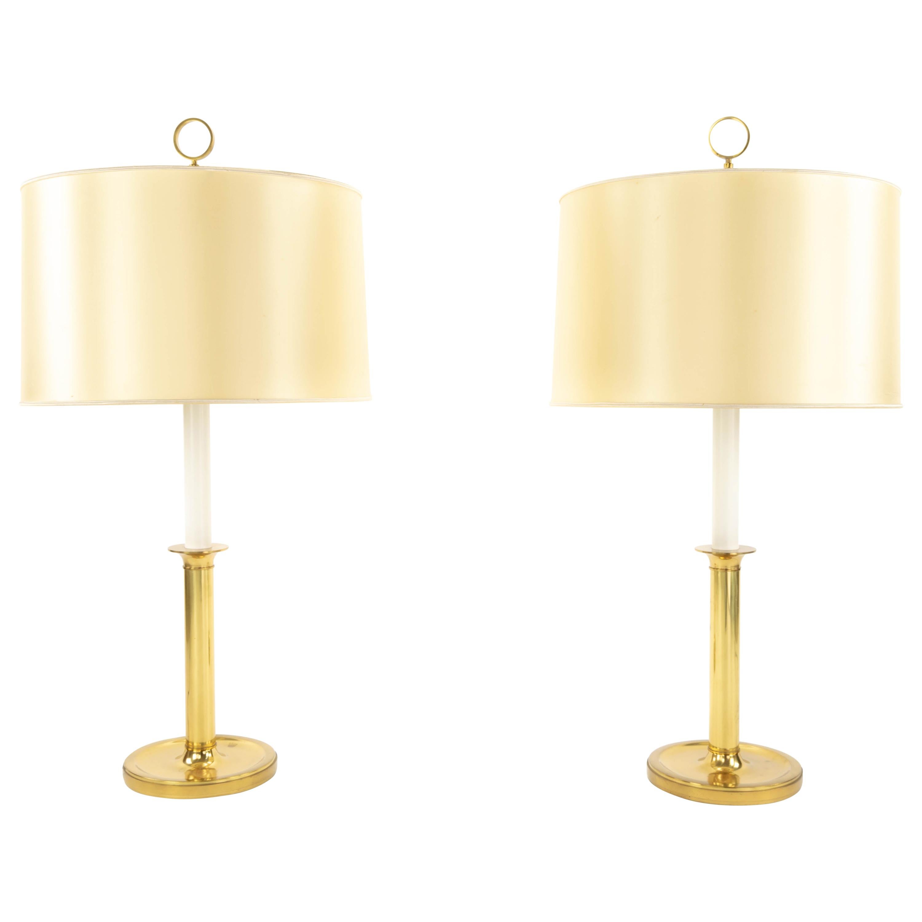 Great Pair of Mid-Century Modern Lamps Gilded Brass Hansen for Metalarte, 1960