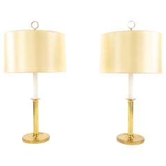 Superbe paire de lampes modernes du milieu du siècle en laiton doré Hansen pour Metalarte, 1960