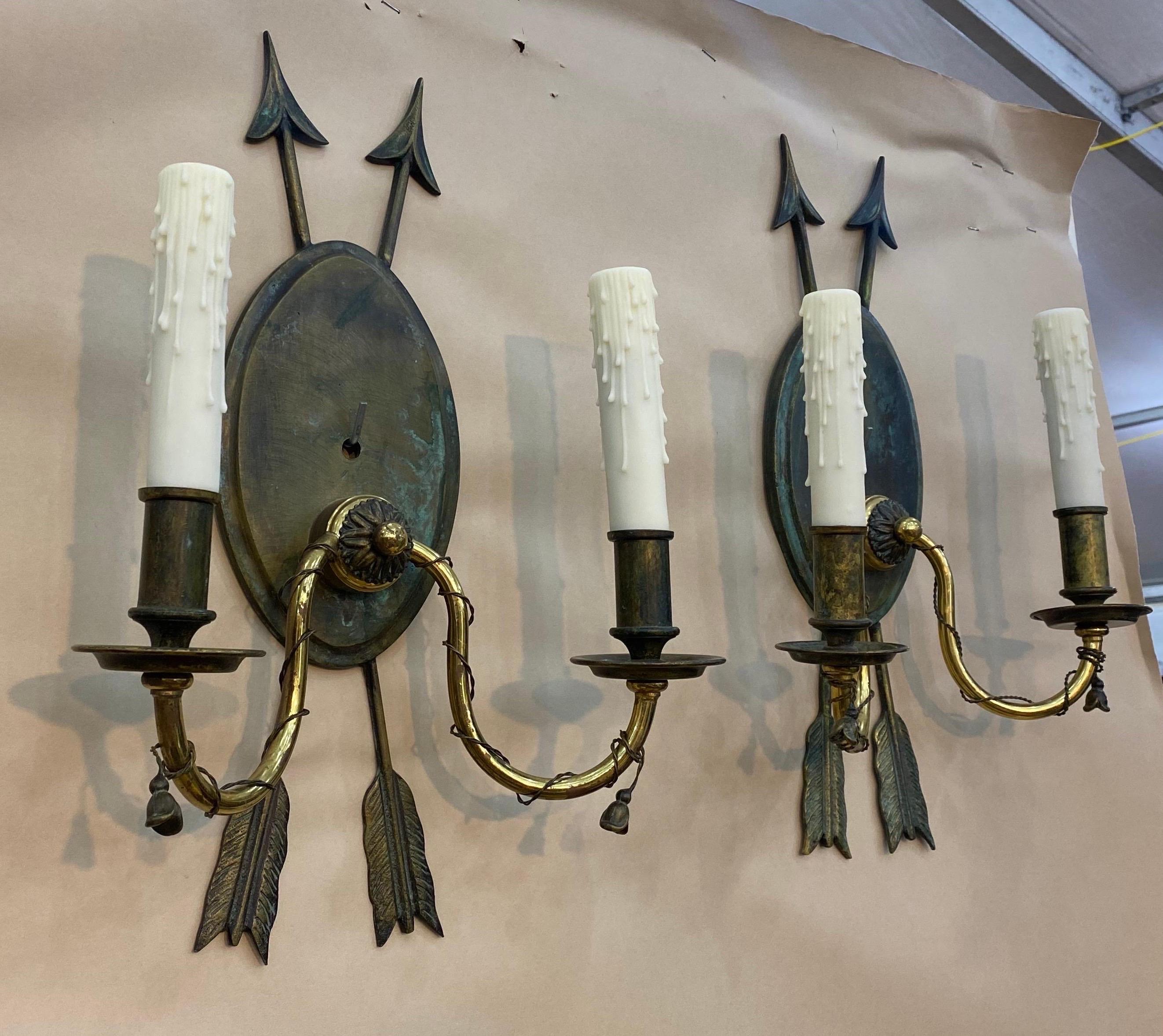 Great pair of Regency style arrow sconces recently rewired.