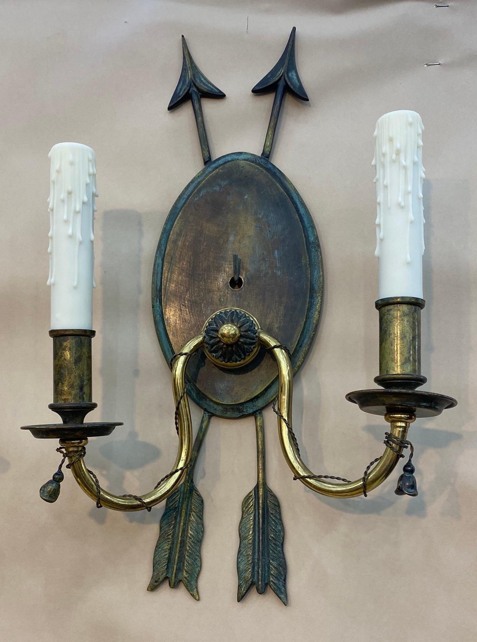 Great pair of Regency Style Arrow Sconces In Good Condition In Charleston, SC